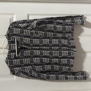 ing Women's Lined Metallic Thread Plaid Cropped Jacket w/Front Zipper Size Large